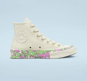 Converse Chuck 70 Crafted Florals High Tops Shoes Pink / Light Green | CV-052DEN