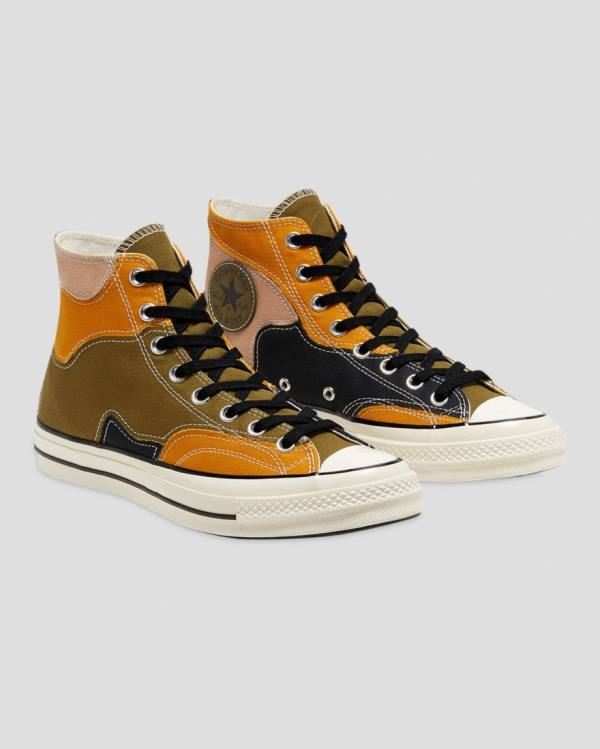 Converse Chuck 70 Archive Camo Overlay High Tops Shoes Olive Orange | CV-109GOK