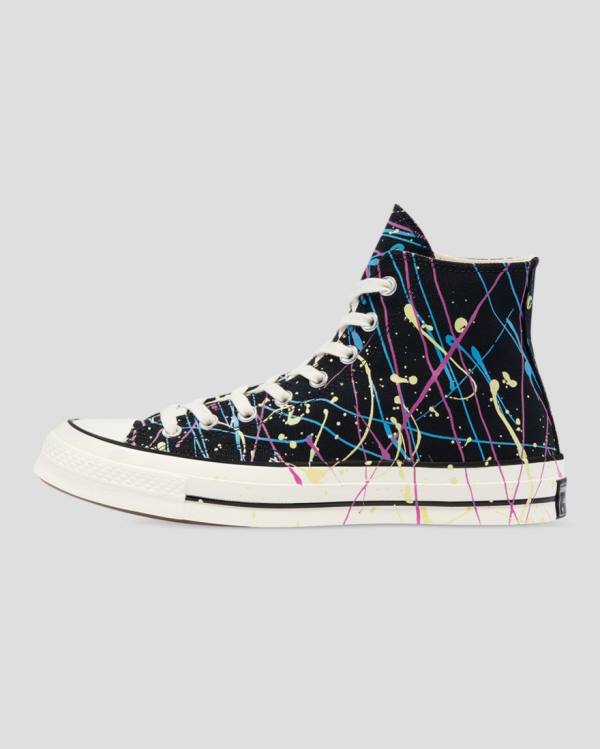 Converse Chuck 70 Archive Print Paint Splatter High Tops Shoes Black | CV-021IDW