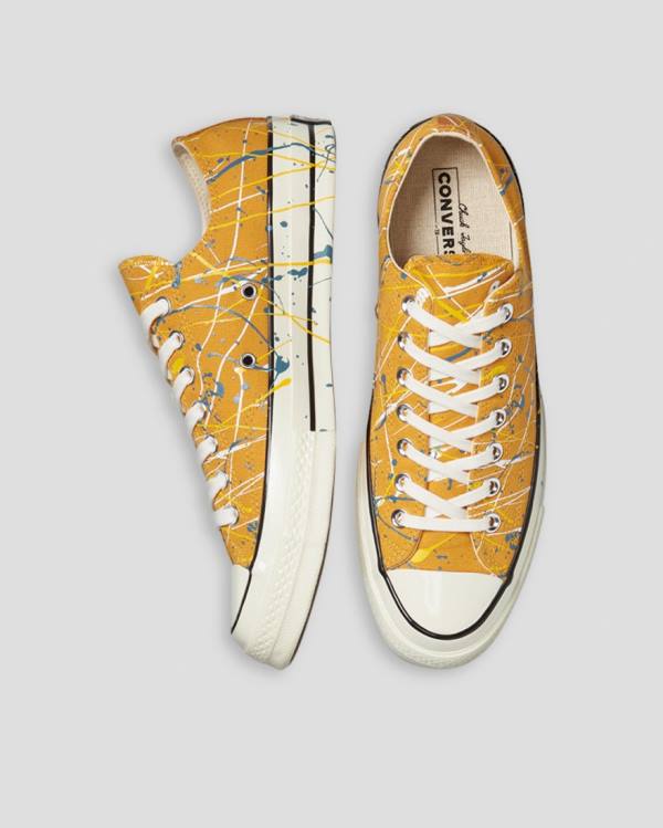 Converse Chuck 70 Archive Print Paint Splatter Low Tops Shoes Yellow | CV-594GDR