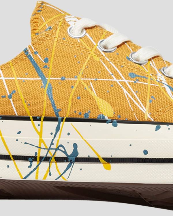 Converse Chuck 70 Archive Print Paint Splatter Low Tops Shoes Yellow | CV-594GDR