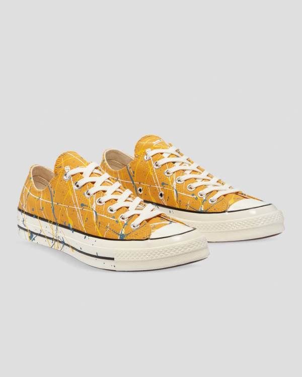 Converse Chuck 70 Archive Print Paint Splatter Low Tops Shoes Yellow | CV-594GDR