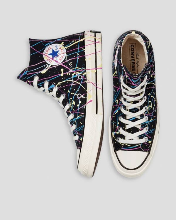 Converse Chuck 70 Archive Print Paint Splatter High Tops Shoes Black | CV-902SFR