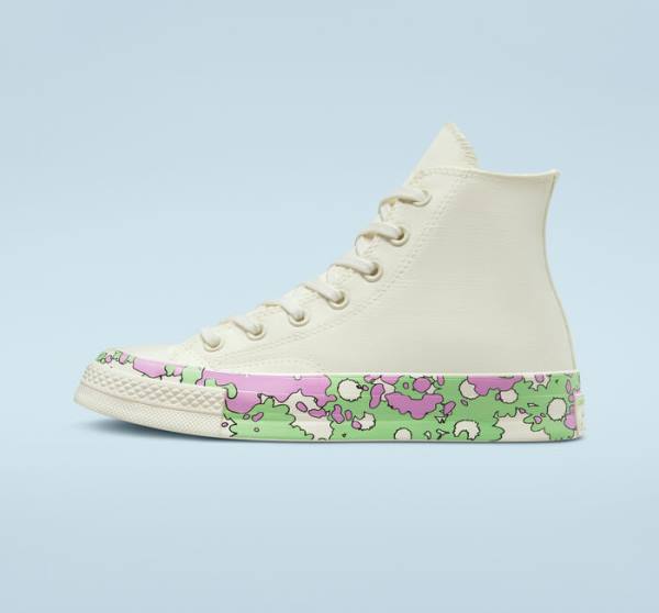 Converse Chuck 70 Crafted Florals High Tops Shoes Pink / Light Green | CV-052DEN