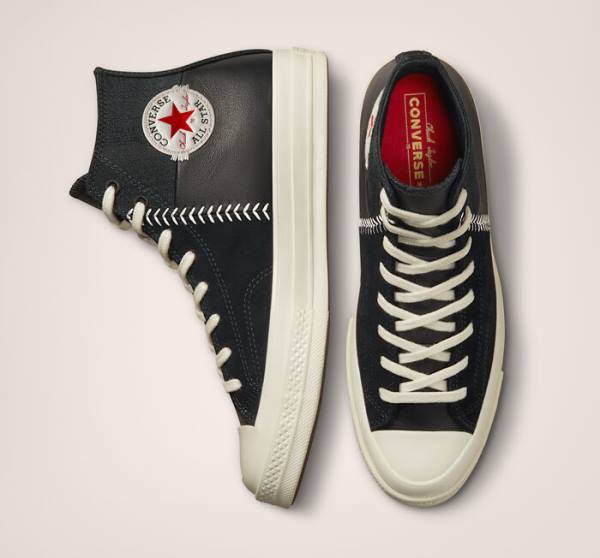 Converse Chuck 70 Crafted Leather High Tops Shoes Black / Red | CV-620NIY