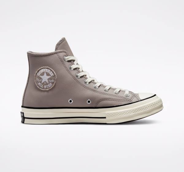 Converse Chuck 70 Crafted Leather High Tops Shoes Grey / Black | CV-637HLS