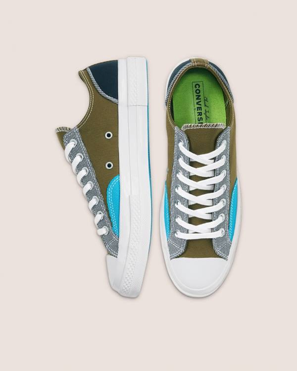 Converse Chuck 70 Patchwork Low Tops Shoes Olive Blue | CV-541FIK