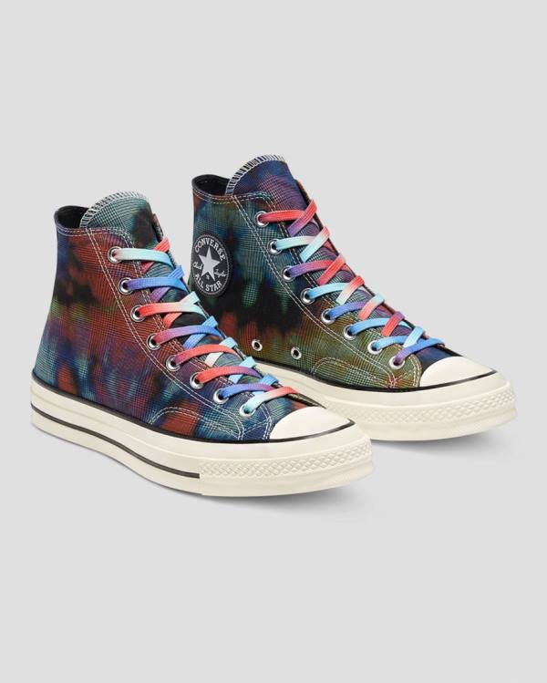 Converse Chuck 70 Plaid Tie Dye High Tops Shoes Black | CV-895ESM