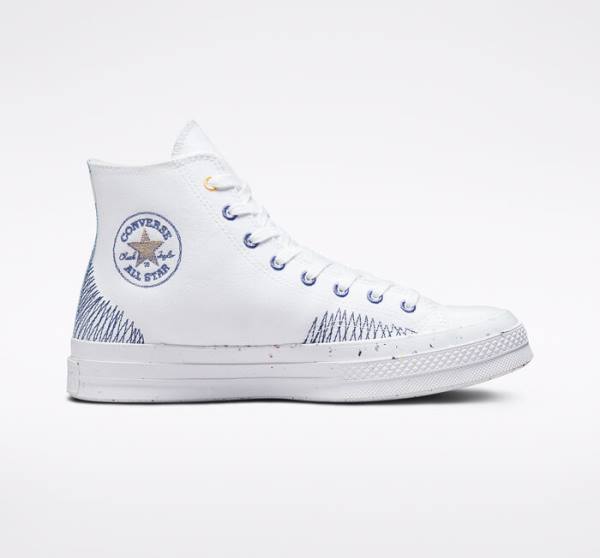 Converse Chuck 70 Stitched High Tops Shoes White / Indigo | CV-309SDX