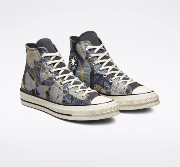 Converse Chuck 70 Tropical Leaf High Tops Shoes Black | CV-639HZD