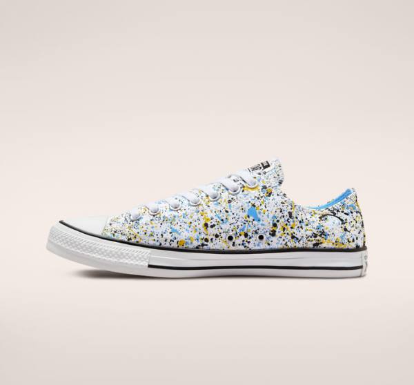 Converse Chuck Taylor All Star Archive Paint Splatter Low Tops Shoes White / Blue | CV-048QJV