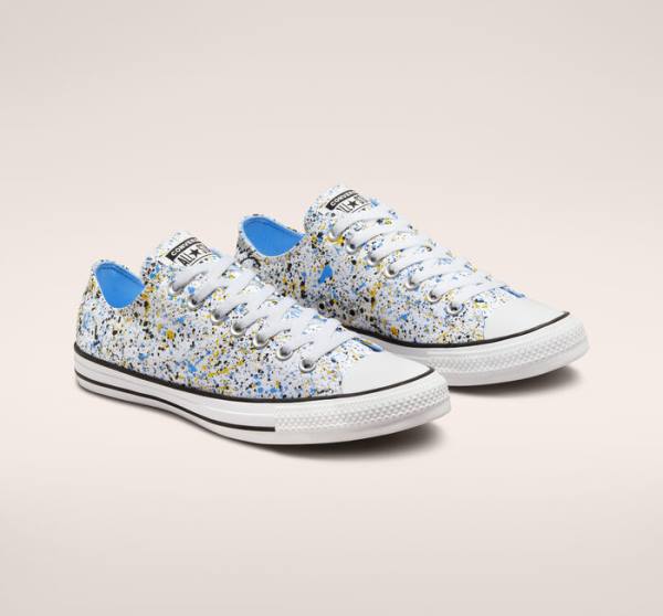 Converse Chuck Taylor All Star Archive Paint Splatter Low Tops Shoes White / Blue | CV-978NGC