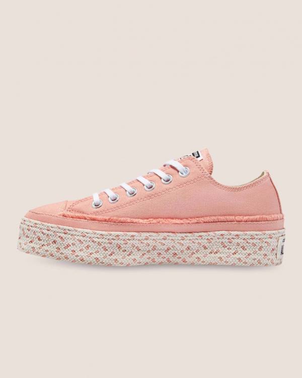 Converse Chuck Taylor All Star Espadrille Platform Low Tops Shoes Pink | CV-520RBF