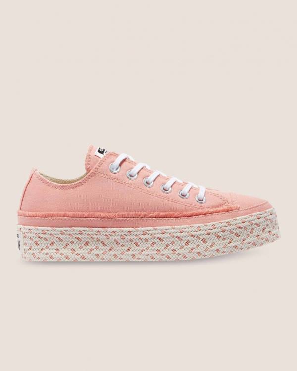 Converse Chuck Taylor All Star Espadrille Platform Low Tops Shoes Pink | CV-520RBF