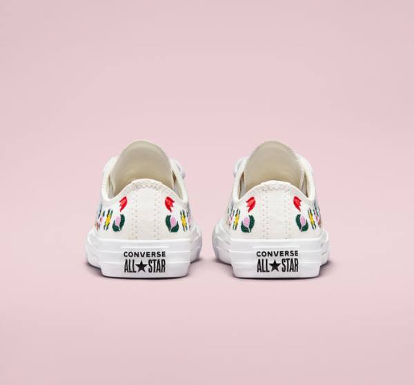 Converse Chuck Taylor All Star Floral Embroidery Low Tops Shoes White / White | CV-807RJH