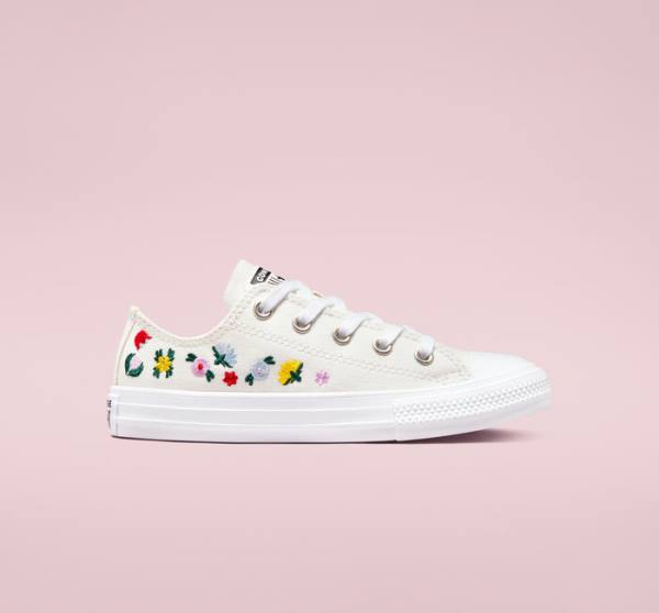 Converse Chuck Taylor All Star Floral Embroidery Low Tops Shoes White / White | CV-807RJH