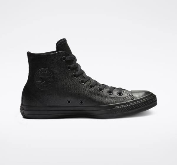 Converse Chuck Taylor All Star Leather High Tops Shoes Black | CV-691HMJ