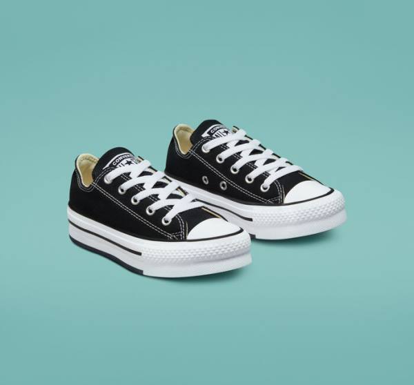 Converse Chuck Taylor All Star Lift Platform Low Tops Shoes Black / White | CV-489WTB