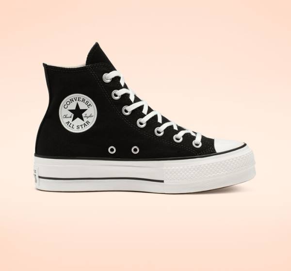 Converse Chuck Taylor All Star Lift Platform Canvas High Tops Shoes Black / White | CV-589NRU