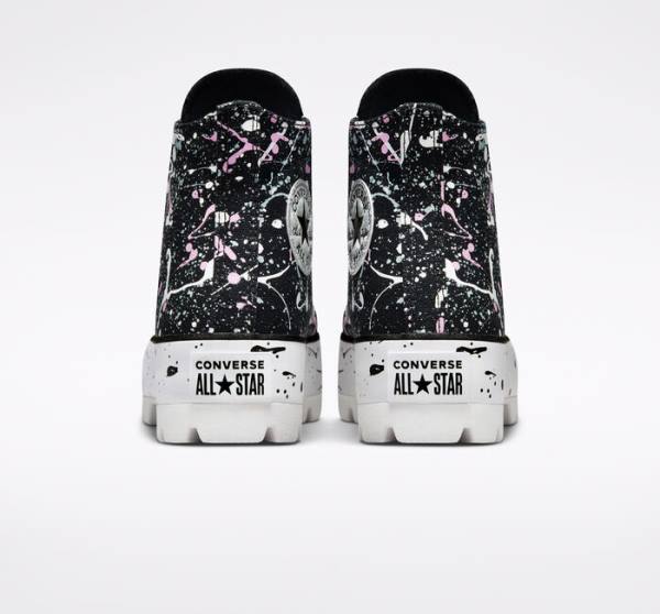 Converse Chuck Taylor All Star Lugged Paint Splatter High Tops Shoes Black / Grey / Pink | CV-491VNS