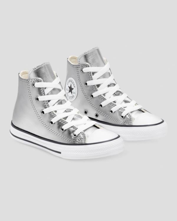 Converse Chuck Taylor All Star Metallic High Tops Shoes Silver | CV-013ISL