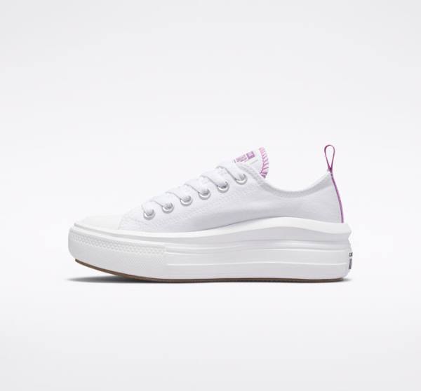 Converse Chuck Taylor All Star Move Platform Low Tops Shoes White / Purple / White | CV-547VRM