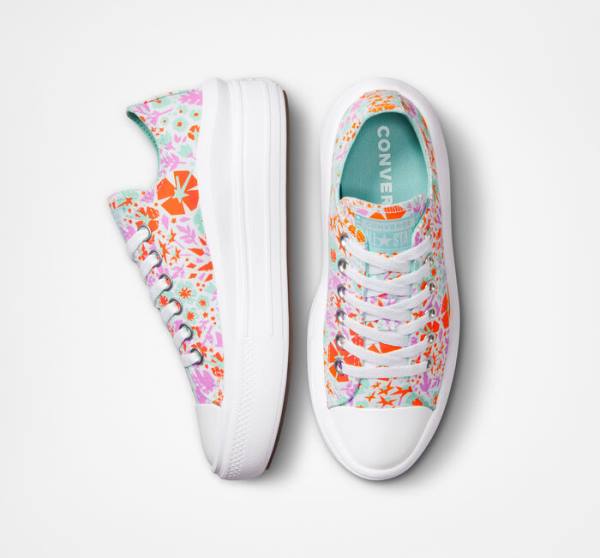 Converse Chuck Taylor All Star Move Platform Paper Floral Low Tops Shoes White / Light | CV-821TKI