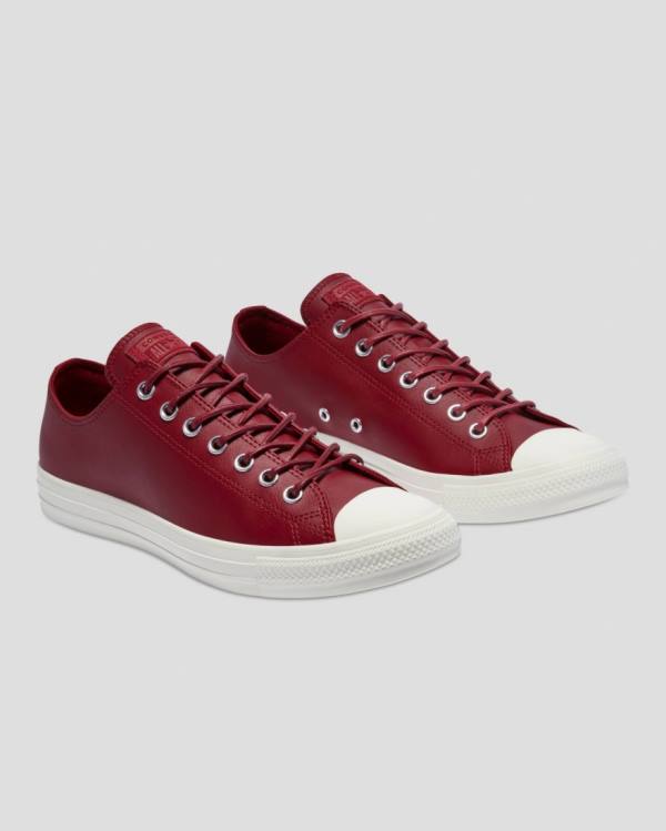 Converse Chuck Taylor All Star Seasonal Leather Low Tops Shoes Burgundy | CV-987YXS