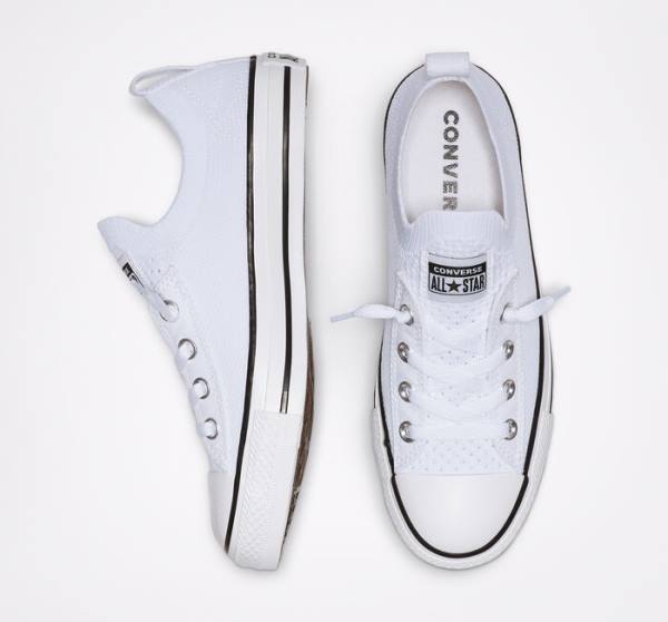 Converse Chuck Taylor All Star Shoreline Knit Slip Low Tops Shoes White / Black / White | CV-639YIS