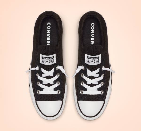 Converse Chuck Taylor All Star Shoreline Knit Slip Low Tops Shoes Black / White | CV-743WUN