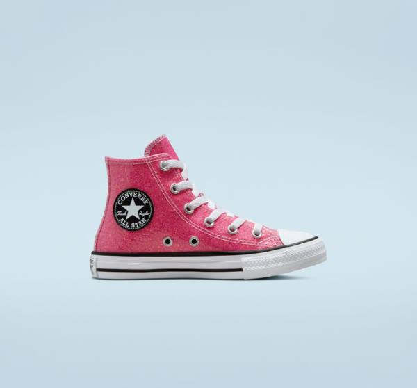 Converse Chuck Taylor All Star Winter Glitter High Tops Shoes Pink / Black / White | CV-083HXQ