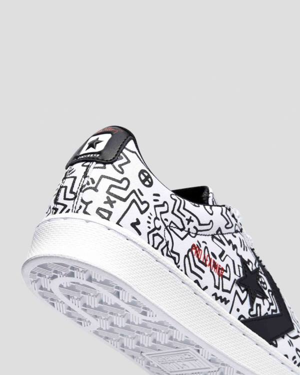 Converse Keith Haring Pro Leather Low Tops Shoes White Black Red | CV-651NJH