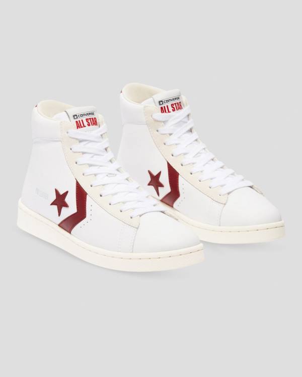 Converse Pro Leather Italy High Tops Shoes White Red | CV-094QKX